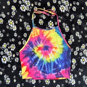 tie dye halter crop top